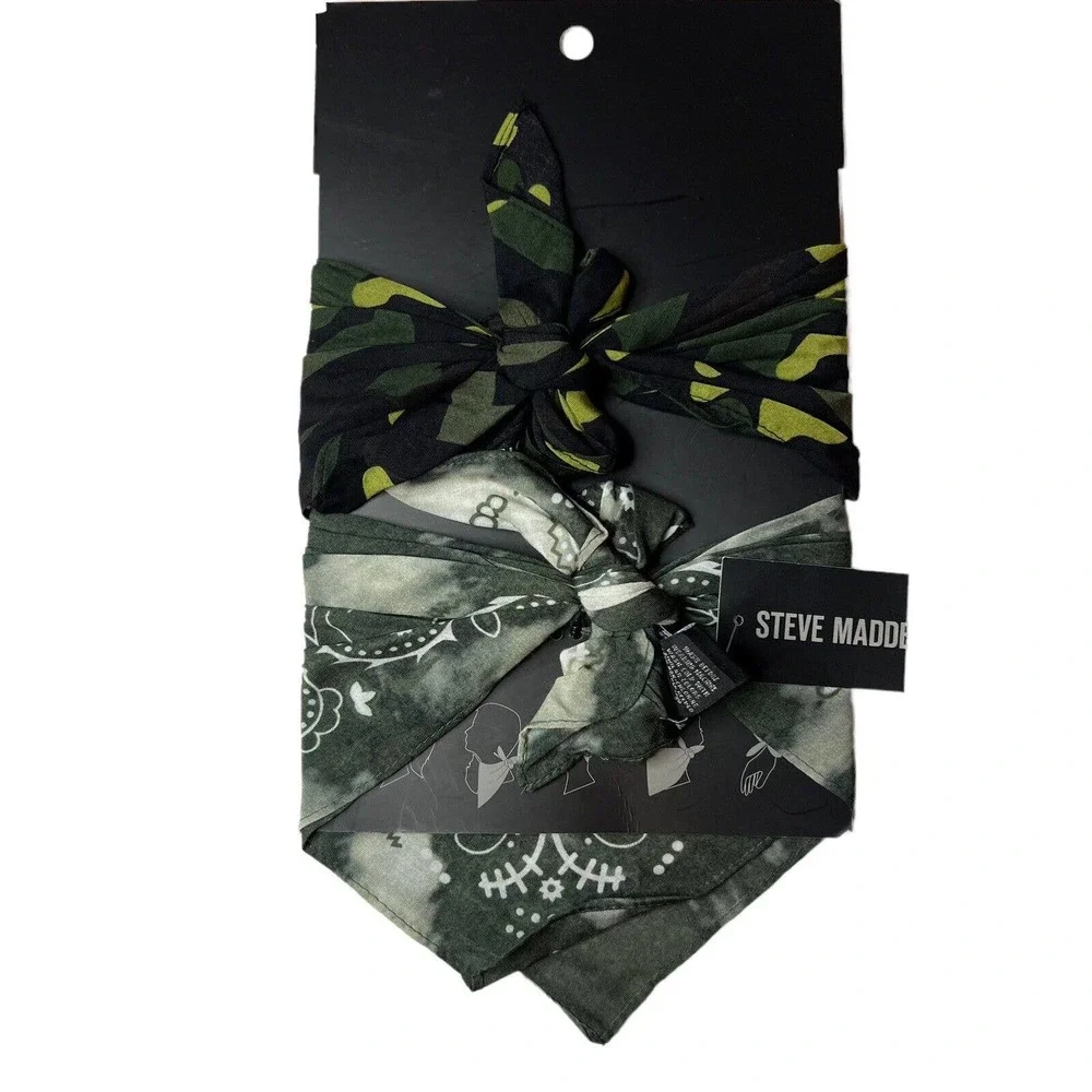 Steve Madden Set of Two‎ Bandanas Green New